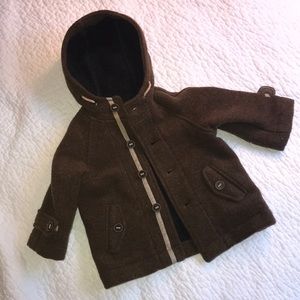 Zara Baby Boy Woolen Hooded Coat SZ 9/12 MTHS